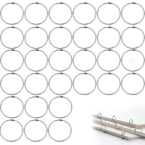 Anelli con Gancio in Metallo 30 Pezzi Made in Italy, Apribili Circolari da 25 mm per Tende Doccia, Raccoglitori, Documenti, Campionari, Argento Lucido per Casa e Ufficio