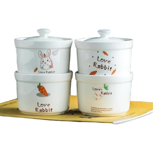 AOCIR 蒸し碗 蓋付き 茶碗蒸し 食器 陶器?? キッチン用品 スープ碗 スープ作り 食事用 茶碗 和食器 4点セット陶器?? 使いやすい 可愛い おしゃれ 調理用品 (A,S)