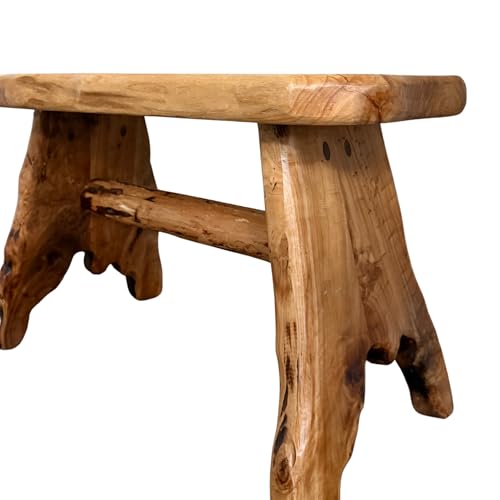 TJ Global Natural Edge Cedar Wood Tree Stump Indoor/Outdoor Stool, Garden Bench, Night Stand, End Table, Plant Stand - L28 x W14 x H17.5