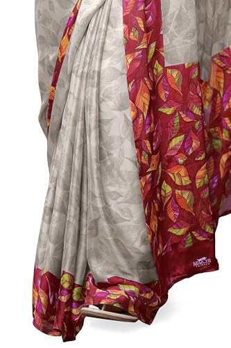 Image of MIRCHI FASHION Saree for Woman Chiffon Geometric and Leaf Printed | Lightweight Daily Regular Use Comfortable Women's Sari with Blouse Piece (Available in 15 Designs)