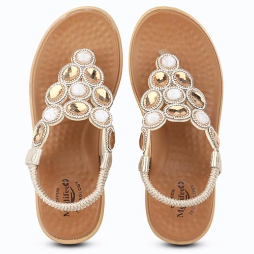 Image of Medifeet Women's Sparkling Stone-Studded Comfort Sandals | Soft Cushioned Midsole & Elastic Back Strap Fit