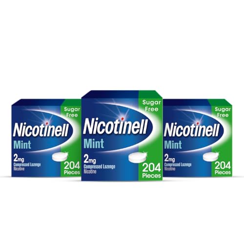 Nicotinell Mint Lozenge 2mg (204 Lozenges), Stop Smoking Aid, Sugar Free Nicotine Lozenges, Fresh Mint Flavour, 2mg Extra Strength for Heavy Smokers, Quit Smoking Aid (Pack of 3)