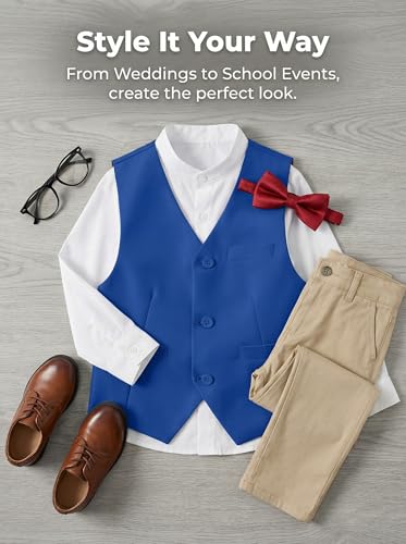 Image of Boys Formal Suit Vest Kids 3 Button Adjustable Back Strap Toddler Vests