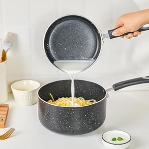 Nonstick Saucepan with Lid, Non Stick 1Qt & 2Qt & 3Qt Sauce Pan Set with Silicone Handle,Small Milk Pot with Glass Lid for Home Kitchen,Black Nonstick Saucepan with Lid Non Stick 1Qt 2Qt 3Qt Sauce Pan Set with Silicone HandleSmall Milk Pot with Glass Lid for Home KitchenBlack