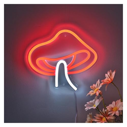 Néon Champignon Rouge Lumineux LED USB avec Variateur d'Intensité pour Décoration Murale