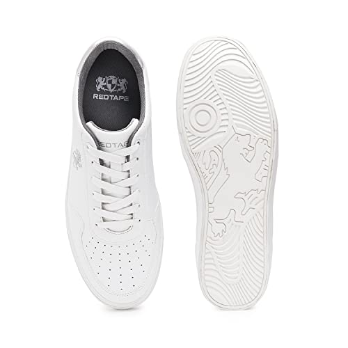 Image of Red Tape Men's Sneakers Off White Pu Round Toe Lace-Up Responsive Sole