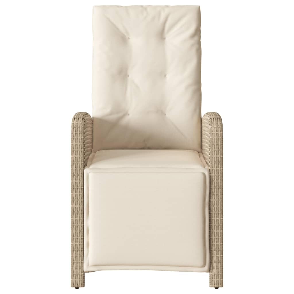 Poltrona reclinabile da giardino con poggiapiedi rattan PE Beige Sedie da esterno resistente alle intemperie, poltrone per terrazze, mobili da giardino, poltrone da giardino