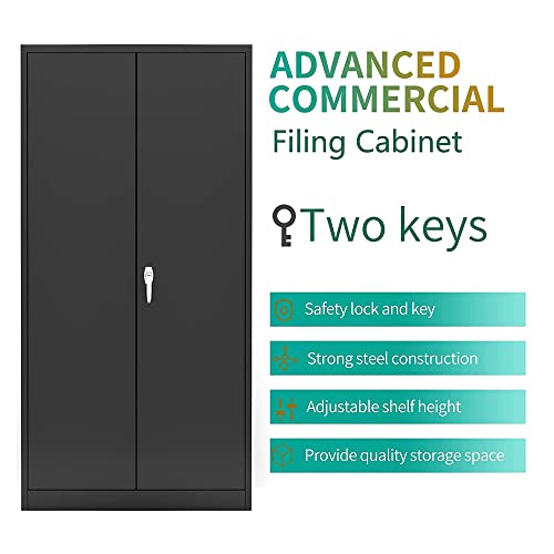 Aobabo 72 Inch Tall 2 Door Durable Locking Metal Storage Cabinet Organizer With 4 Adjustable Shelves And 2 Keys For Garages And Offices, Black #TOP3