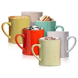Classic Old Fashioned Style Mugs Set of 6 Ceramic Multicolor Mugs for Coffee Tea and More 15oz Chip Free Ceramic CountryFarmhouse Decor