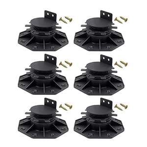 6PCS Deck Blocks,Adjustable Decking & Flooring Support Pedestal for Deck.Heavy Paver Base (1.2in-2.4in)