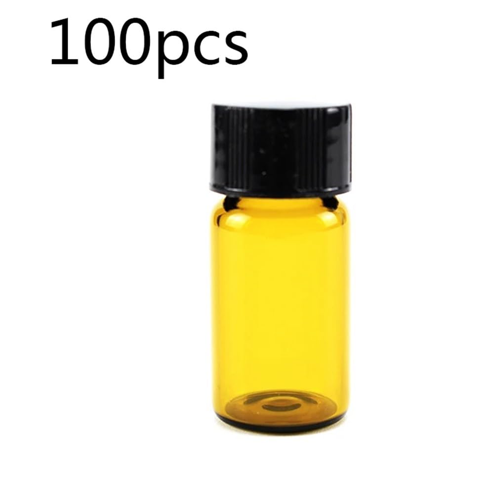 Laborglaswaren 3 ml bis 50 ml bernsteinfarbene, klare Glasprobenflaschen, braune Schrauböffnung, ätherische Flaschen, Laborfläschchen, Chemie-Glaswaren(3ml 100pcs)