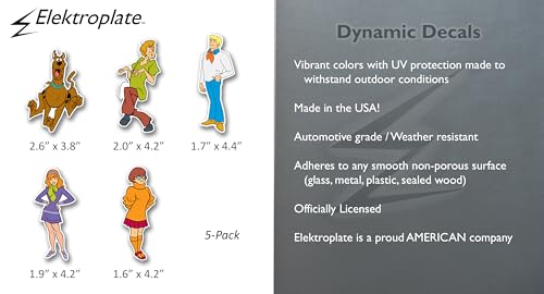 Image of Elektroplate Officially Licensed Scooby-Doo Mystery, Inc. Characters Dynamic Decals | Premium Auto-grade All Weather Vinyl Sticker for Car, Water Bottle, Laptop, Cooler, Phone | Made in USA | Set of 5