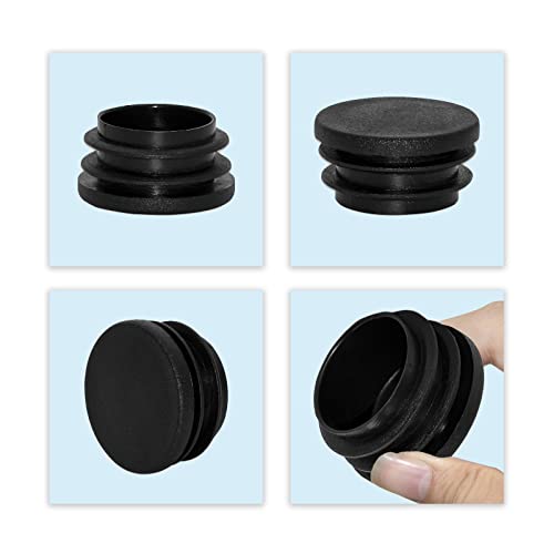 Image of Flyshop 8 Pack Black Plastic Hole Plug Round Tubing End Cap Chair Glide Inserts 32 mm, 1-1 /4 inch