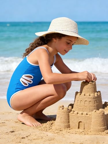 Image of 7-16 Years Girls Swimsuit 2PCS Adjustable Straps Cut Out One Piece Bathing Suit with Solid Color Cover Up Skirt