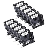 10 × Kamo Etikettenbänder kompatibel mit Dymo D1 45013 / 45013S (12 mm × 7 m), Schwarz auf Weiß, für LabelManager 120P-360D, LabelPoint 100-200, LabelWriter 420P-450 Duo