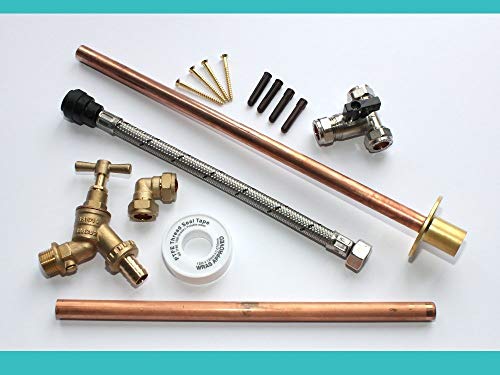 FixTheBog® Professional THRU WALL Outside Garden Tap Kit complete meets Water Regulations GT5 DIY Outdoor Tap Kit includes a 350mm Through Wall Flange isloation valve for winter drain down