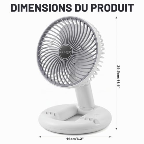 Ziyonix Ventilateur USB Rechargeable, Petit Ventilateur de Table Silencieux, Mini Ventilateurs Bureau avec 3 Vitesses, Portable Personnel Fan pour Bureau Chambre Voyage (Rose) – vue 2