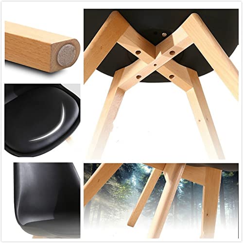 Image of Set of 4 Modern Style Mid Century Modern Dinning Room Cafe Hotel Office Wooden Legs Chair (Black Fully Wooden Legs)