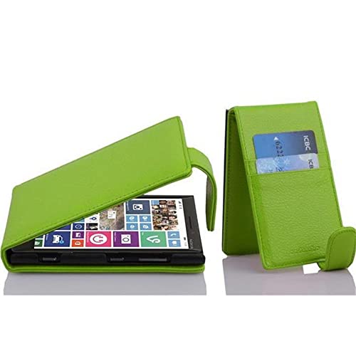 Cadorabo Hülle kompatibel mit Nokia Lumia 929/930 Flip Design aus Premium Kunst Leder Flip Klappbare Stoßfeste Magnetische Cover Hülle für Nokia Lumia 929/930 Tasche in Grün