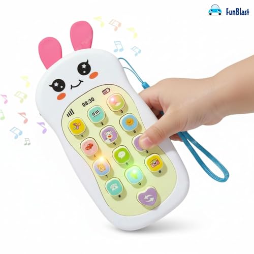Image of FunBlast Cartoon Musical Mobile Phone for Kids, Mobile with Light & Sound Toys for Babies | Educational Toys for Kids 3+ Years /Boys /Girls-1 Unit (Bunny-White)