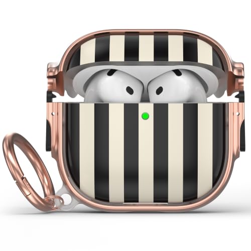 Image of for AirPods 4 Case with Safety Lock, Magsafe Compatible,Black White Stripes