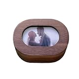 Takoji Magic Flip - Caja de joyería de madera hecha a mano con imágenes lenticulares cambiantes, pantalla de foto/texto personalizada, cierre magnético, regalo romántico de compromiso