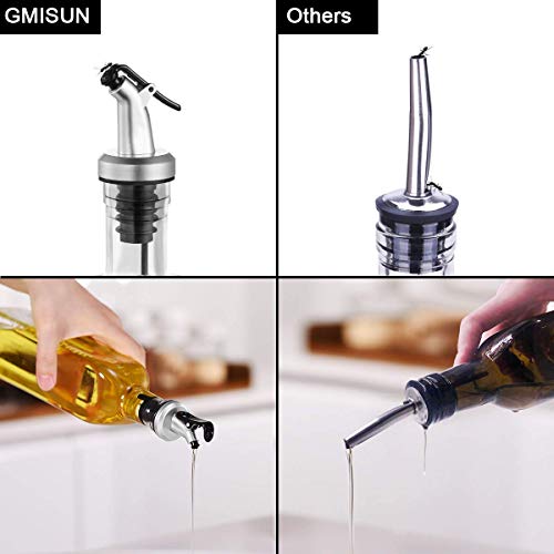 GMISUN Olive Oil Dispenser Bottle,Cooking Oil and Vinegar Cruet Set with 17oz Oil Container Glass Caraf,Stainless Steel Funnel,Oil Pour Spout,Label,3Pack,Clear
