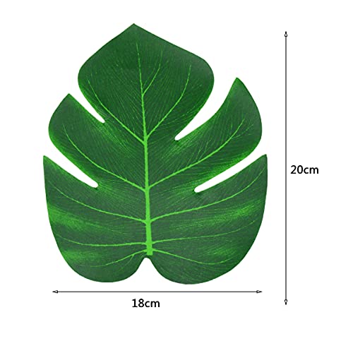 Leikedun Blätter, 12 Stück Palmenblätter, Monstera-Blätter, Pflanzen, für Hawaiische Dschungel Strand Thema Party Tischdekoration, Grün
