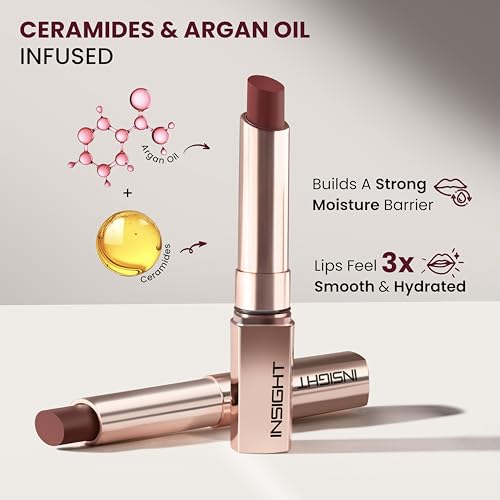 Image of INSIGHT Mousse Matte Lipstick - Raspberry Chocolate (4g) | Highly Pigmented | 12+ Hrs Long Stay | Lightweight Velvet Texture | Hydrating Formula with Ceramides & Argan Oil | Waterproof & Transferproof