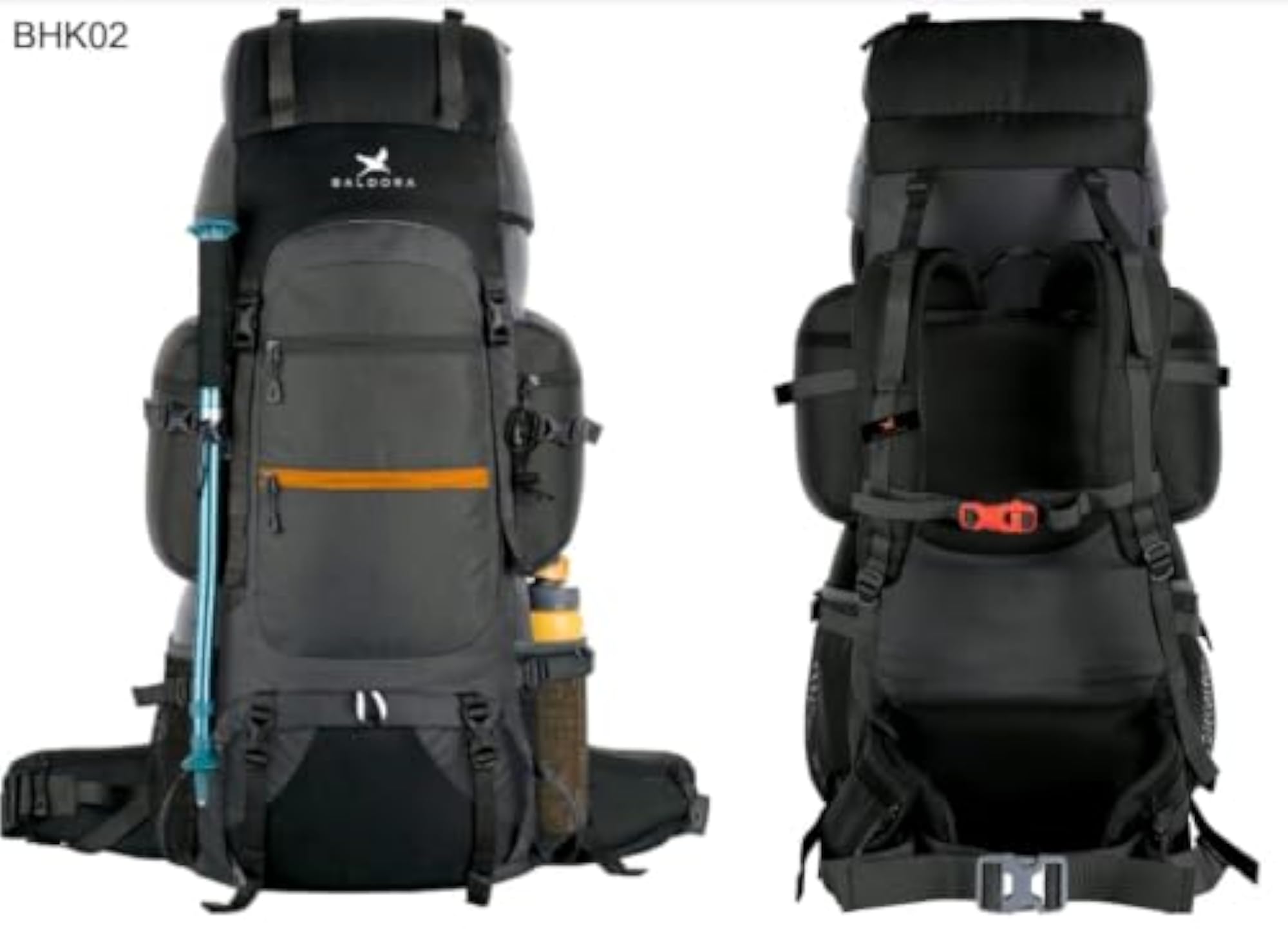 PeakPro 75L Hiking Rucksack, Water-Resistant Camping Backpack