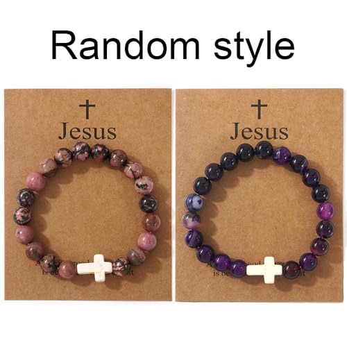 Natural Stone Cross Bracelets Trendy Stuff Inspirational Religious Gifts Bracelet Card gifts for Women/Daughter/Friend/Sister/Grandma/Granddaughter/Husband-Birthday Graduation Retirement2