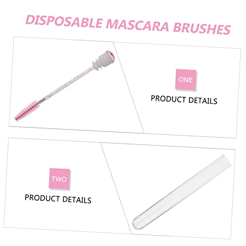 Brosses de flocage pour cils avec embout noir doux et manche rose robuste