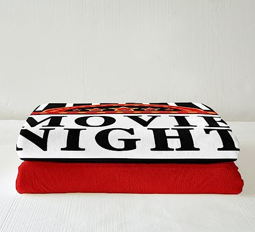 Homemissing Movie Night Sherpa Blanket Movie Theater Decor Fleece Throw Blanket for Kids Boys Girls Decor Cinema Plush Blanket Microfiber Popcorn Movie Ticket Fuzzy Blanket Bedroom Double 60x79 Inch - Image 4