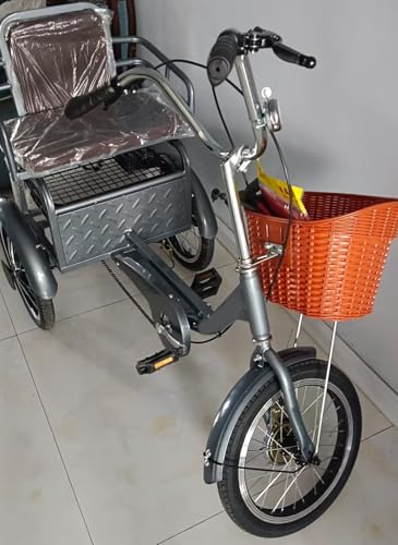 Triciclo para adultos mayores, asiento acolchado con respaldo, azul 16 pulgadas miniatura 2