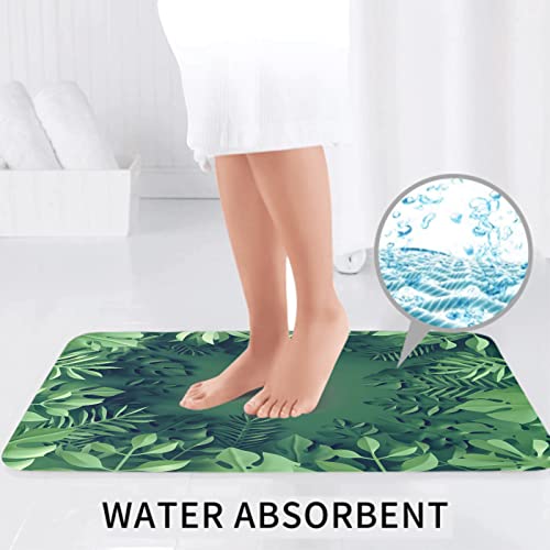 Badematte Badvorleger Set 3-tlg. Teppich, Dschungel 3D Render digitale tropische Blätter Monstera Palm Green Origami… – Bild 5