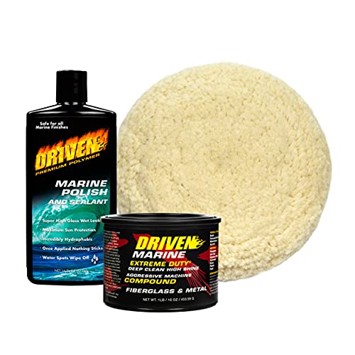 Driven Marine Polish And Machine Paste Compound Bundled Together With 100% Twisted Wool Machine Pad #TOP19