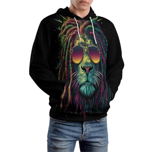 Pull à manches longues lion 3D design cool style reggae unisexe - 5