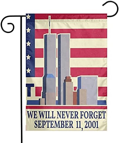 DGFhk Outdoor 12x18inch Garden Flag Double Sided Patriot Day Sep-11th 2001 Decorative Flag Fade Resistant Banner for Yard Lawn Home Decor