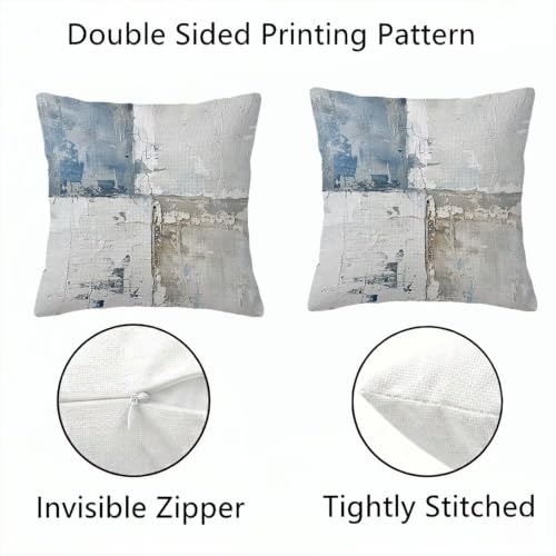 Coussin extérieur imperméable 65x65cm housse lin double face abstrait lot de 4