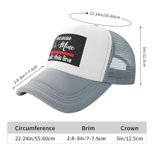Because He's Mine I Walk This Line Firefighter Wife Trucker Hat Snapback Mesh Baseball Cap Unisex 5