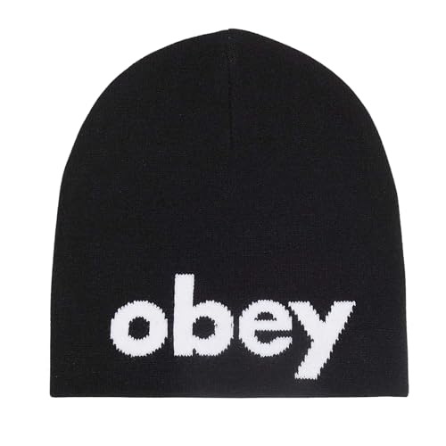 Obey Lowercase Beanie Bonnet, Noir, Taille Unique Homme