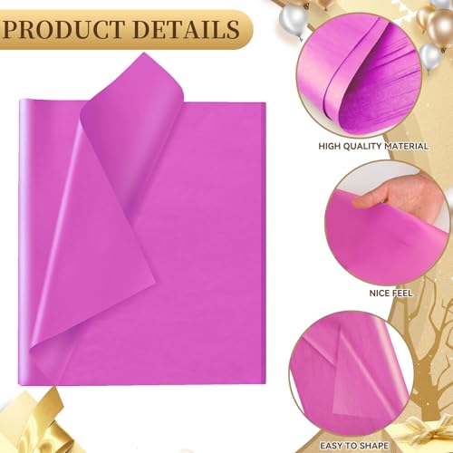 Image of Purple Tissue Paper for Gift Bags - 30 Sheets of Purple Wrapping Tissue Paper Bulk Packaging Paper for Weddings Birthday DIY Project Christmas Gift Wrapping Crafts Decor (14 x 20 Inch)