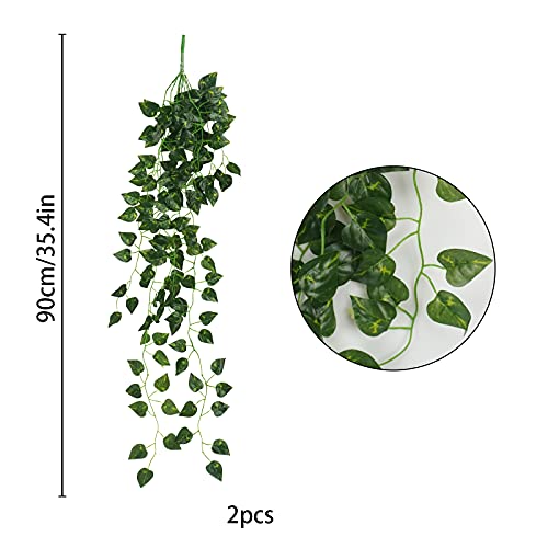 Uieke 2Pcs Fake Plants for Outside Fake Plant Decor 3.1ft Artificial Hanging Plants Fake Ivy Vine Faux Greenery Vine Plant for Home Room Wall Pot Hanging Planter Indoor Outdoor Décor