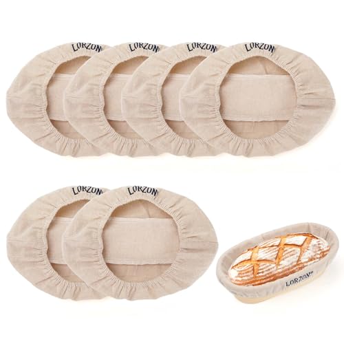 Catálogo de Cestas y forros - los más vendidos. 45 Lorzon - Paquete de 6 fundas para cesta a prueba de pan, forro ovalado de 10 pulgadas, fundas para cuencos de masa madre de lino para levantamiento de pan