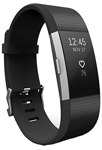 Panda Bobo Correa compatible con Fitbit Charge 2 Correa de repuesto pulsera clásica (grande, negra)