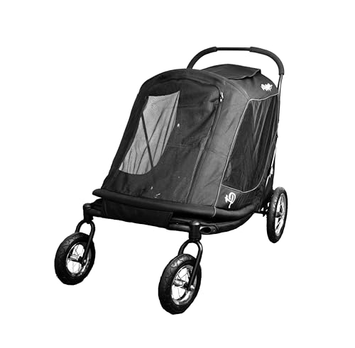 Apollo 3-in-1 Haustier-Kinderwagen | Hundewagen | Leichte abnehmbare klappbare tragbare Haustiertrage Tasche Jogger für mittelgroße und große Hunde und Katzen, Schwarz