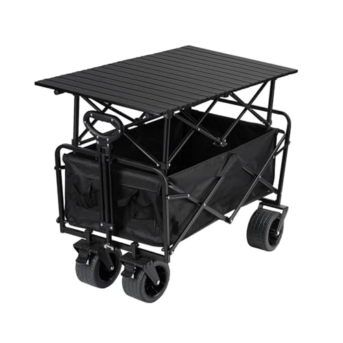 Carro Plegable de Gran Capacidad for Trabajo Pesado, Rueda Tanque for Exteriores, Carrito jardín portátil, Playa for Acampar(7-4-SSZB-Black)
