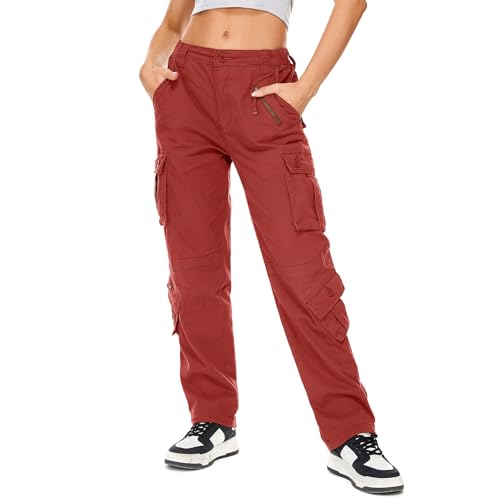 Alfiudad Womens Cargo Pants with Pockets, Women's Casual Military Army Hiking Combat Tactical Work Pants Trousers