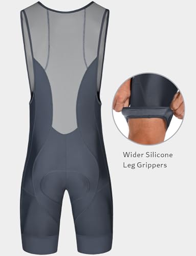 Przewalski Men’s 3D Padded Cycling Bike Bib Shorts, Bicycle Biking Bib Shorts (Gray, Medium) - Thumbnail 4