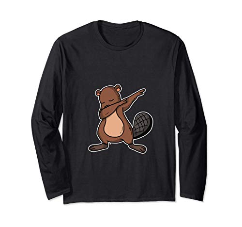 Divertente Dabbing Beaver Regalo Dab Castoro Maglia a Manica